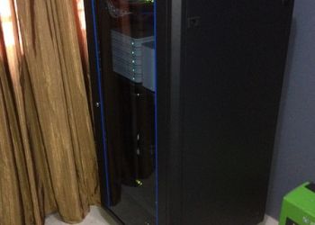 Apple Server in Network Rack with Media Drives and Access Point